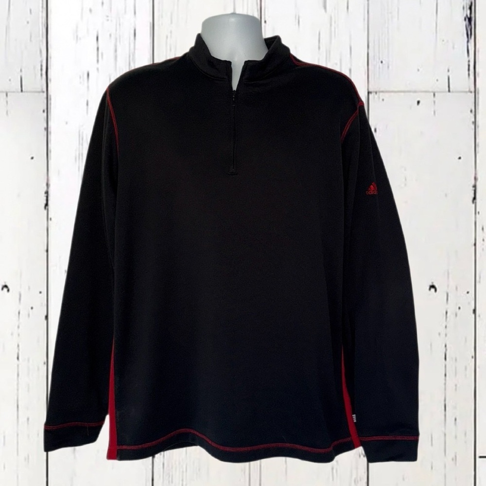 Adidas Golf Black Red 1/4 Zip Pullover Shirt Men’s Size L | Performance Layer